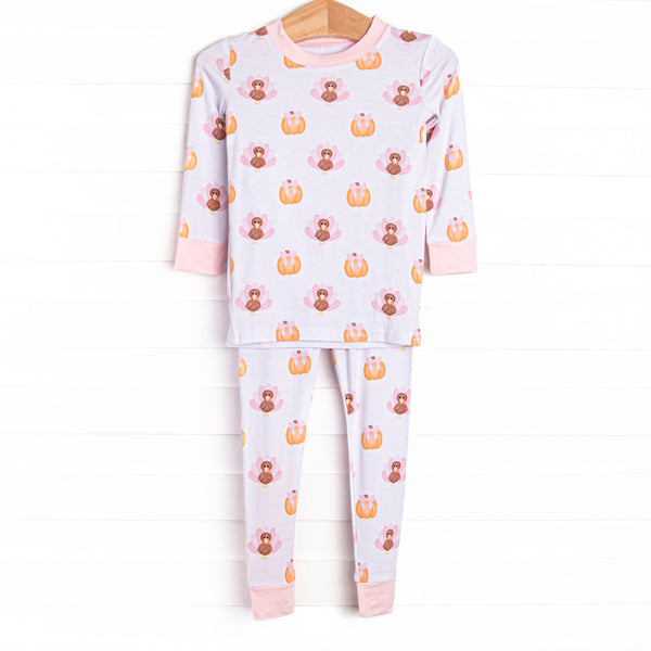 Feathers in the Field Bamboo Pajama Set, Pink