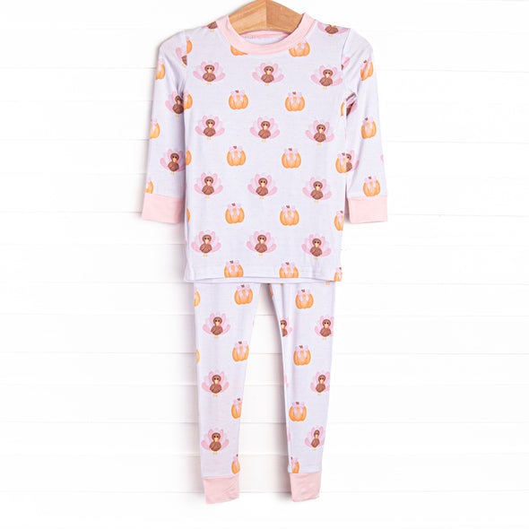 Feathers in the Field Bamboo Pajama Set, Pink