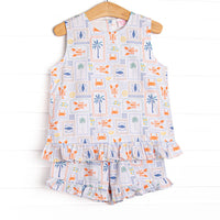 Santorini Stamps Short Set, Blue