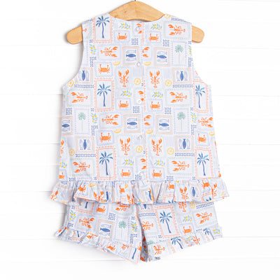Santorini Stamps Short Set, Blue