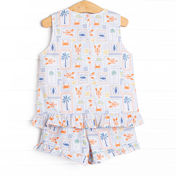 Santorini Stamps Short Set, Blue