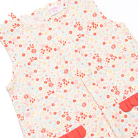 Petals and Poppies Scalloped Pocket Dress, Red
