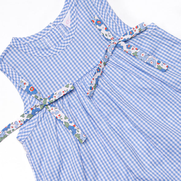 ABC Blossoms Applique Dress, Blue