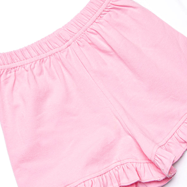 Flamingo Flock Embroidered Short Set, Green Seersucker