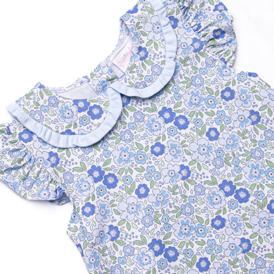 Little Miss Daisy Collared Ruffle Short Set, Blue