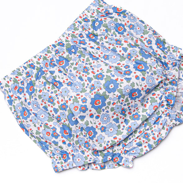 ABC Blossoms Applique Diaper Set, Blue