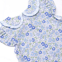 Little Miss Daisy Collared Ruffle Short Set, Blue
