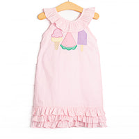 Peace, Love, and Popsicles Ruffle Dress, Pink