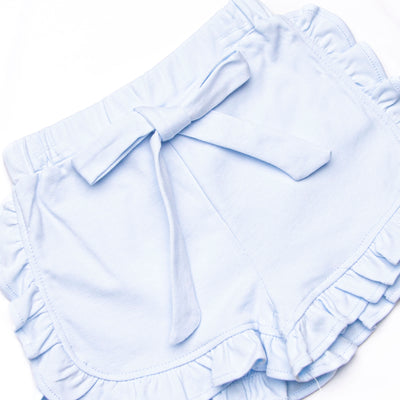 Little Miss Daisy Collared Ruffle Short Set, Blue