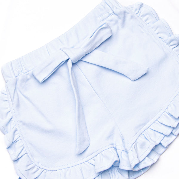 Little Miss Daisy Collared Ruffle Short Set, Blue