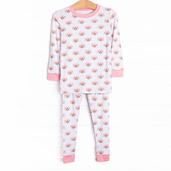 Turkey Trot Bamboo Pajama Set, Pink