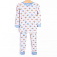 Turkey Trot Bamboo Pajama Set, Blue