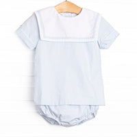 Cabo Breeze Diaper Set, Blue Seersucker