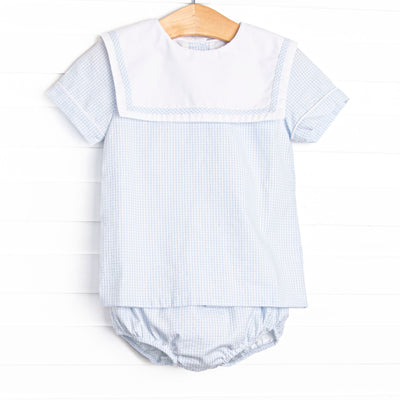 Cabo Breeze Diaper Set, Blue Seersucker