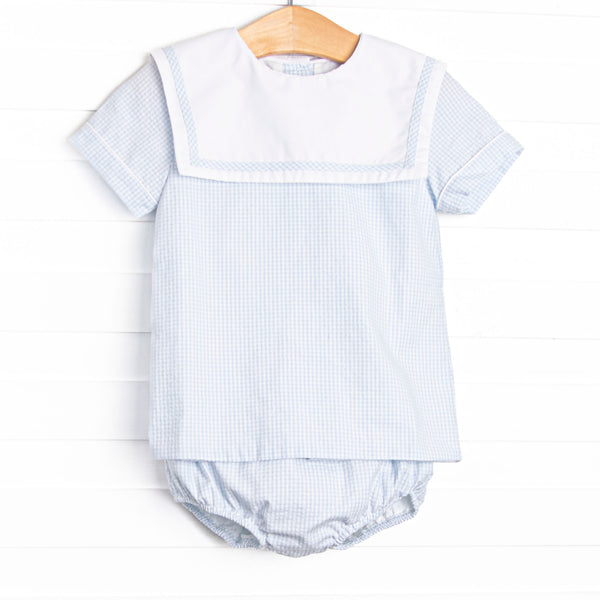Cabo Breeze Diaper Set, Blue Seersucker