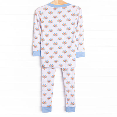 Turkey Trot Bamboo Pajama Set, Blue