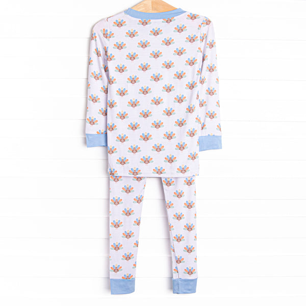 Turkey Trot Bamboo Pajama Set, Blue