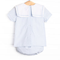Cabo Breeze Diaper Set, Blue Seersucker