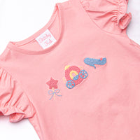 French Knot Fairytale Embroidered Short Set, Pink