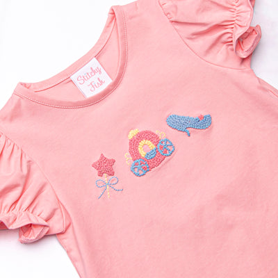 French Knot Fairytale Embroidered Short Set, Pink