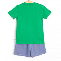 Evan Short Set, Green and Royal Blue Stripe