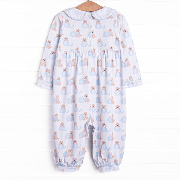 Pumpkin Pup Romper, Blue
