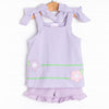 Very Sweet Vines Applique Ruffle Short Set, Purple