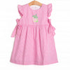 Strawberry Blooms Applique Side Tie Dress, Pink