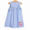 ABC Blossoms Applique Dress, Blue