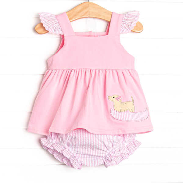 Paws & Paddles Applique Diaper Set, Pink