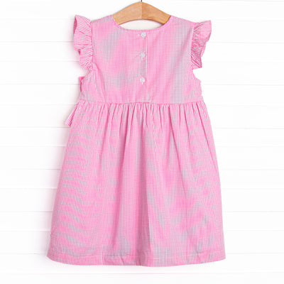 Strawberry Blooms Applique Side Tie Dress, Pink