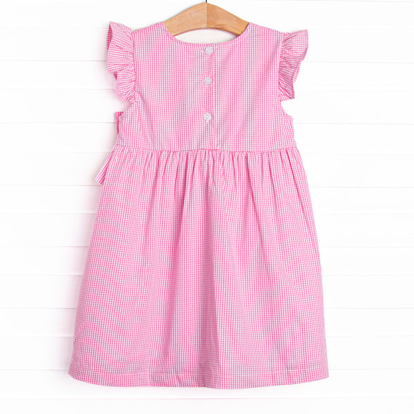 Strawberry Blooms Applique Side Tie Dress, Pink