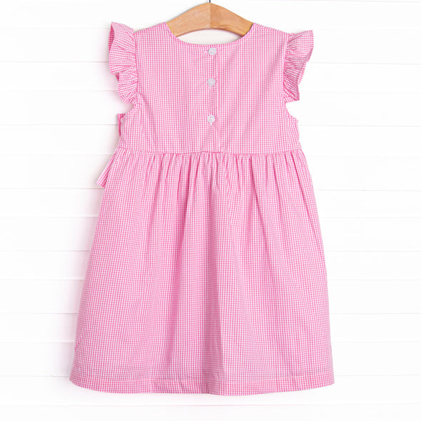 Strawberry Blooms Applique Side Tie Dress, Pink