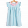 Jane Flutter Sleeve Dress, Aqua Stripe