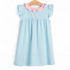 Jane Flutter Sleeve Dress, Aqua Stripe