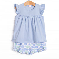With the Tide Ruffle Short Set, Blue