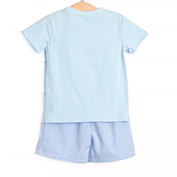 Happy Camper Applique Short Set, Blue