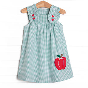 Apples to Apples Applique Dress, Green