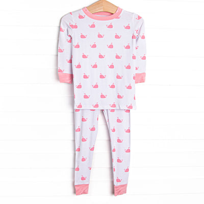Whale Watch Bamboo Pajama Set, Pink