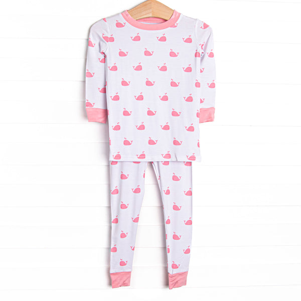 Whale Watch Bamboo Pajama Set, Pink