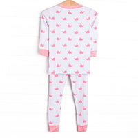 Whale Watch Bamboo Pajama Set, Pink