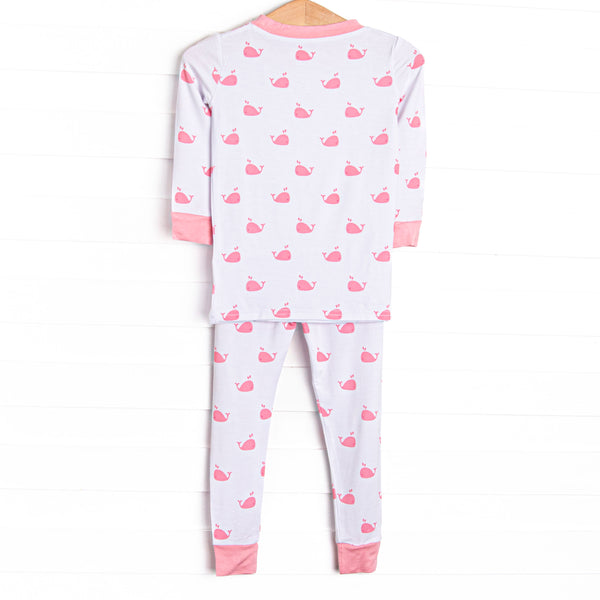 Whale Watch Bamboo Pajama Set, Pink