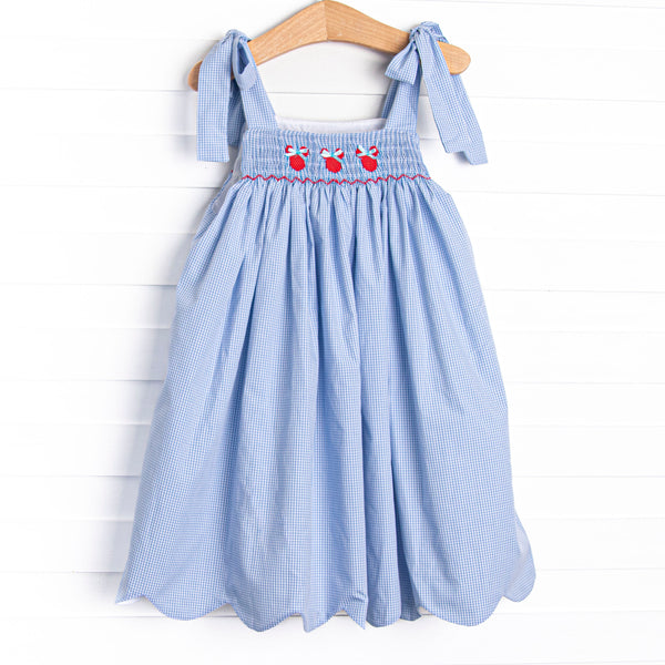 Gingham Mouse Magic Smocked Dress, Blue