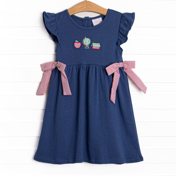 Global Studies Applique Side Tie Dress, Blue