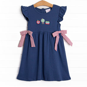 Global Studies Applique Side Tie Dress, Blue