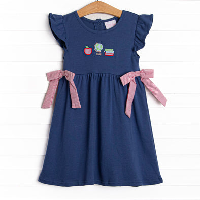 Global Studies Applique Side Tie Dress, Blue