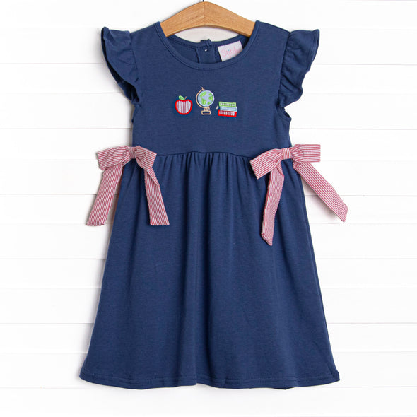 Global Studies Applique Side Tie Dress, Blue