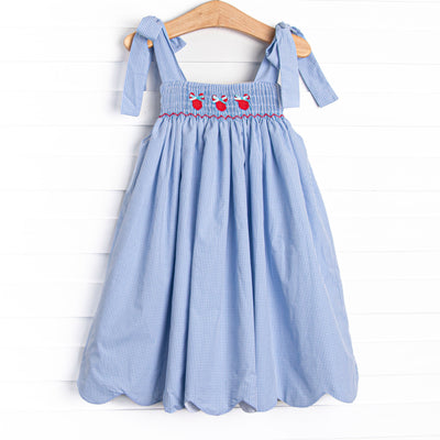 Gingham Mouse Magic Smocked Dress, Blue