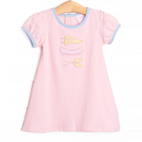 Happy Camper Applique Dress, Pink