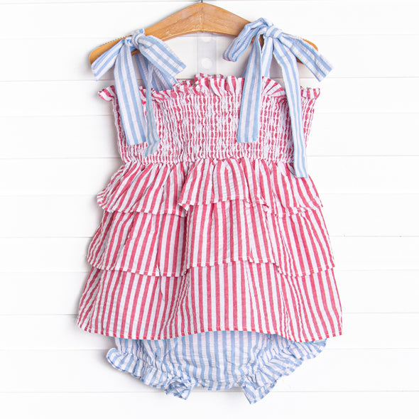 Patriotic Pinstripe Diaper Set, Red